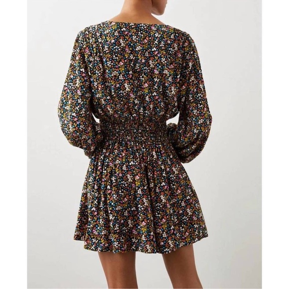 Rails Delaney Long Sleeve V-Neck Mini Dress in Dark Ditsy Floral Sz S - Picture 4 of 13